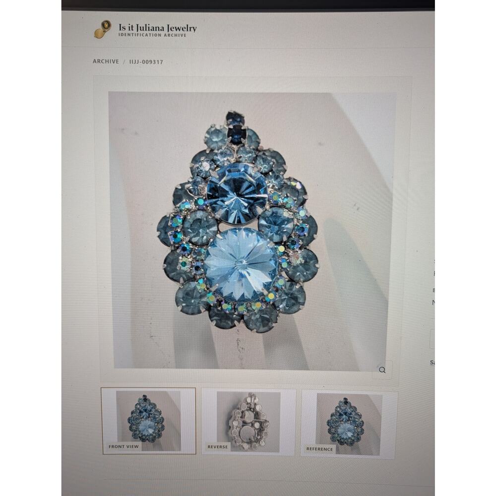 Verified Juliana (Ref IIJJ-009317) Blue Rivoli Pin Pendant Rhodium Plated - Picture 7 of 7